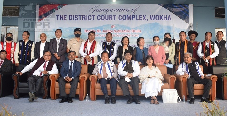 Justice Sudanshu Dhulia with other officials during the inauguration of district court complex of Wokha held on September 28. (DIPR Photo)